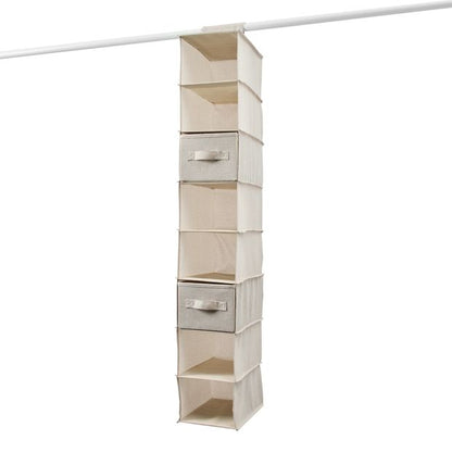 Linen Look Narrow Hanging Shelving with Drawers - Anko