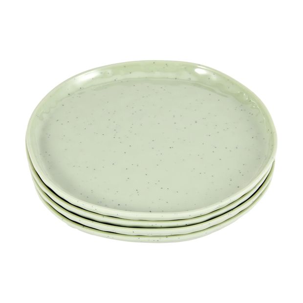 4 Pack Green Glazed Look Side Plates - Anko