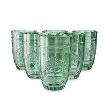6 Green Ornate Highball Glasses - Anko
