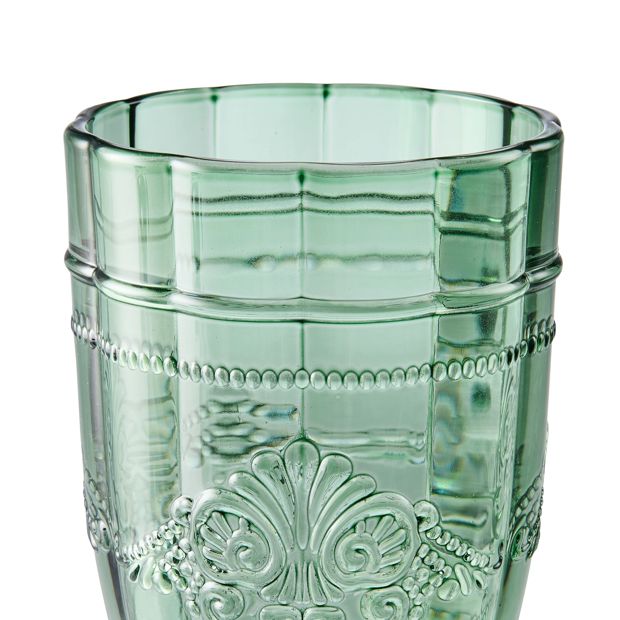 6 Green Ornate Highball Glasses - Anko