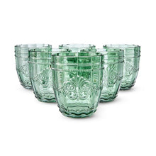 6 Green Ornate Tumbler Glasses - Anko