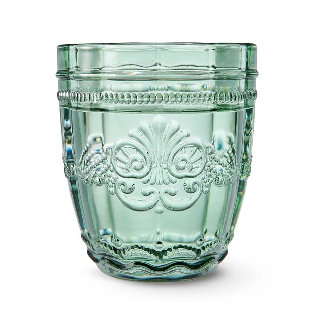6 Green Ornate Tumbler Glasses - Anko