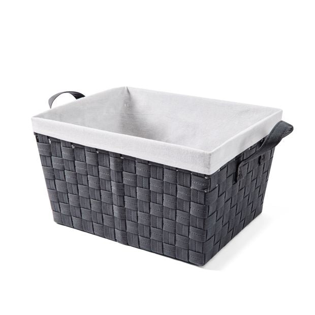 Non Woven Basket with Liner, Medium, Charcoal - Anko