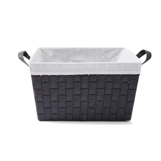 Non Woven Basket with Liner, Medium, Charcoal - Anko