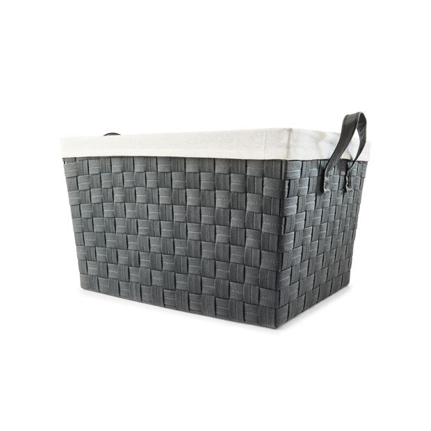 Non Woven Charcoal Basket with Liner, Large, Grey - Anko