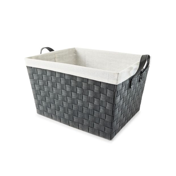 Non Woven Charcoal Basket with Liner, Large, Grey - Anko