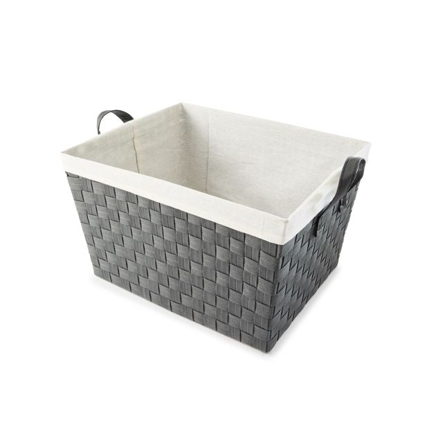 Non Woven Charcoal Basket with Liner, Large, Grey - Anko