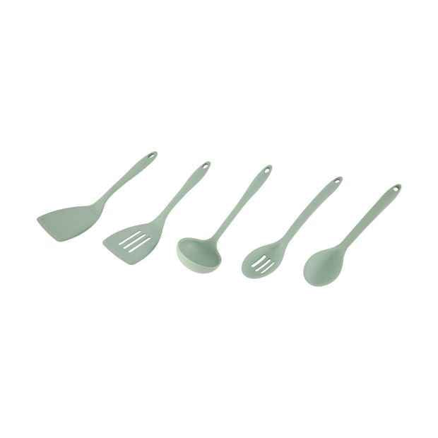 Set of 5 Silicone Utensils, Sage - Anko
