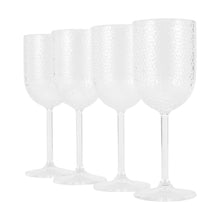4 Clear Acrylic Hammered Wine Glasses