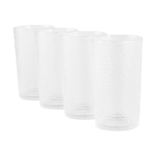 4 Clear Acrylic Hammered Highball Glasses