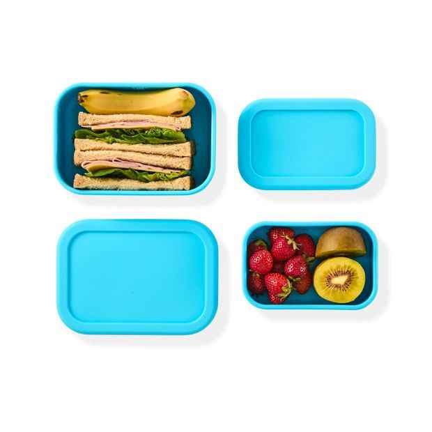 2 Pack Blue Silicone Snack Box - Anko