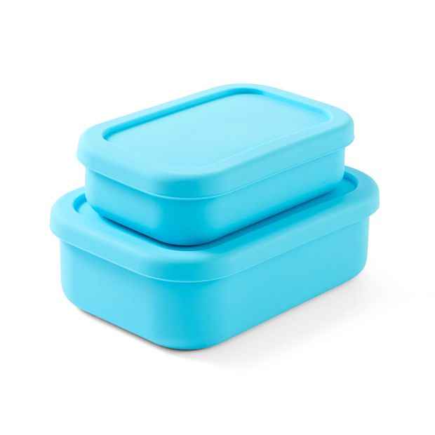 2 Pack Blue Silicone Snack Box - Anko