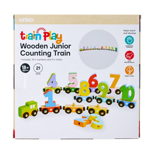 21 Piece Wooden Junior Counting Train - Anko