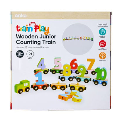 21 Piece Wooden Junior Counting Train - Anko