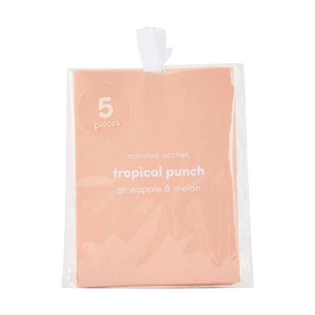 5 Piece Tropical Punch Scented Sachets, Pineapple and Melon - Anko