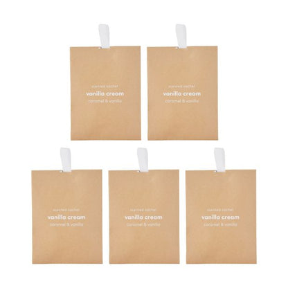 5 Piece Vanilla Cream Scented Sachets, Caramel and Vanilla - Anko