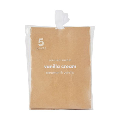 5 Piece Vanilla Cream Scented Sachets, Caramel and Vanilla - Anko