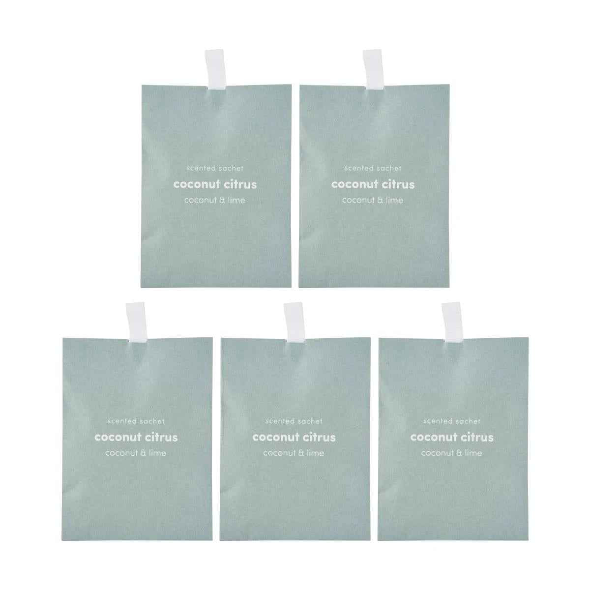 5 Piece Coconut Citrus Scented Sachets - Coconut and Lime