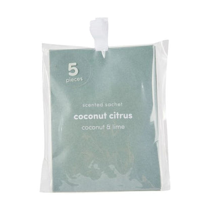 5 Piece Coconut Citrus Scented Sachets, Coconut and Lime - Anko
