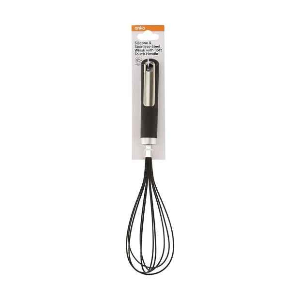 Silicone & Stainless-Steel Whisk with Soft Touch Handle - Anko