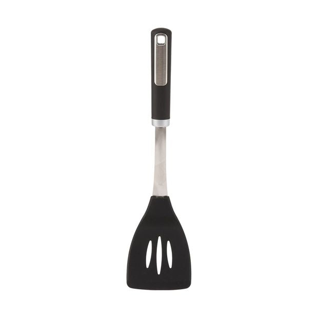 Silicone and Stainless Steel Slotted Turner with Soft Touch Handle - Anko