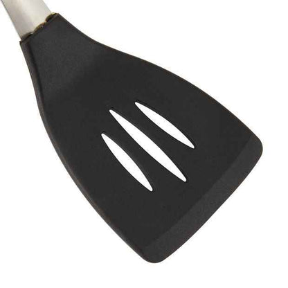 Silicone and Stainless Steel Slotted Turner with Soft Touch Handle - Anko