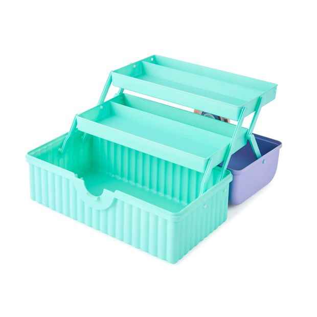 Ribbed Cosmetic Case, Blue - Anko