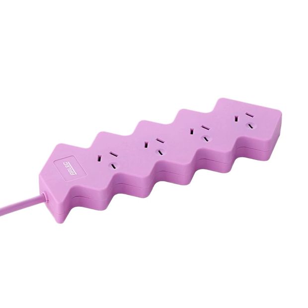 Arlec 4 Outlet Hexagon Overload Protected Powerboard - Pink