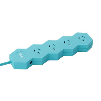 Arlec 4 Outlet Lightning Overload Protected Powerboard - Teal
