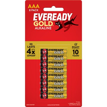 Eveready Gold AAA Alkaline Batteries 8 pack