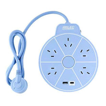 Arlec 5 Outlet USB A & C Charging Ports Round Powerboard - Blue