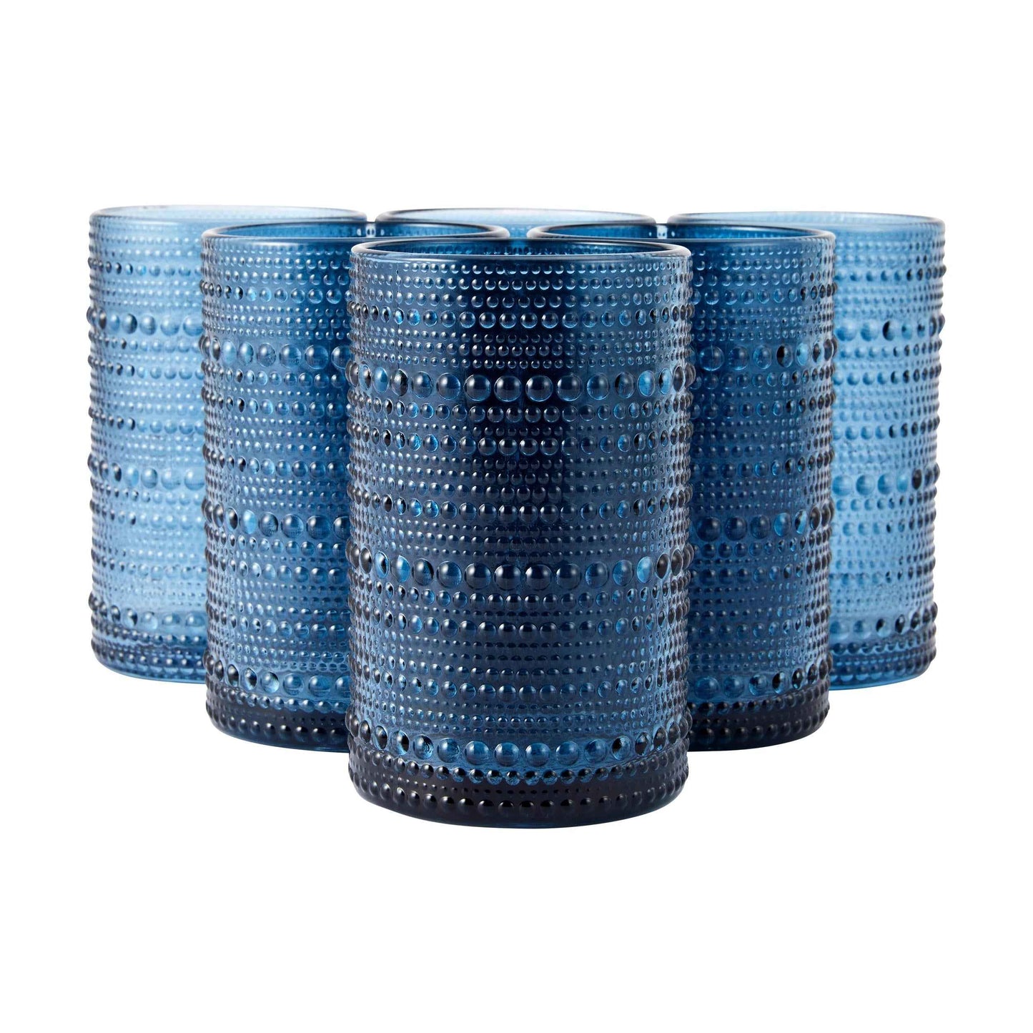 6 Blue Pearls Highball Glasses