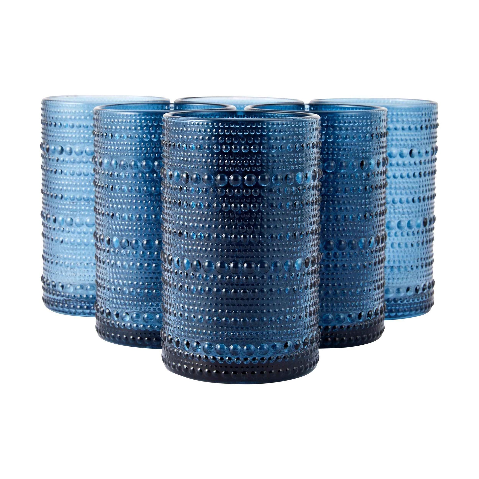 6 Blue Pearls Highball Glasses