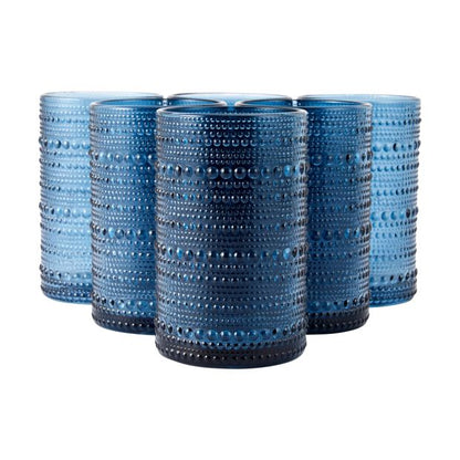 6 Blue Pearls Highball Glasses - Anko