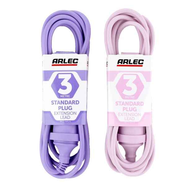 3m Arlec Standard Plug Extension Lead - Assorted