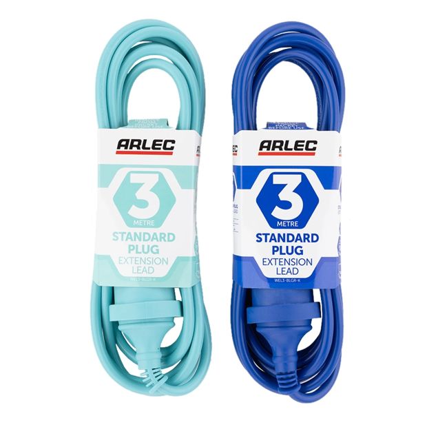 3m Arlec Standard Plug Extension Lead - Assorted