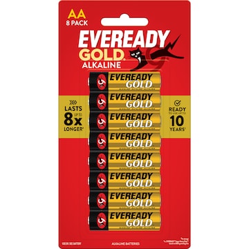 Eveready Gold AA Alkaline Batteries 8 pack