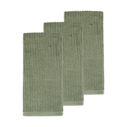 3 Pack Fern Green Ribbed Terry Tea Towels - Anko