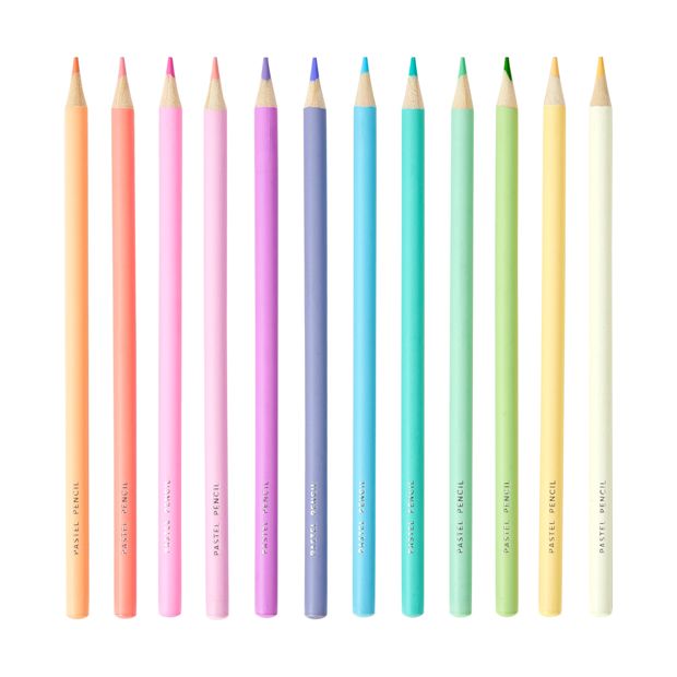 12 Pack Pastel Coloured Pencils