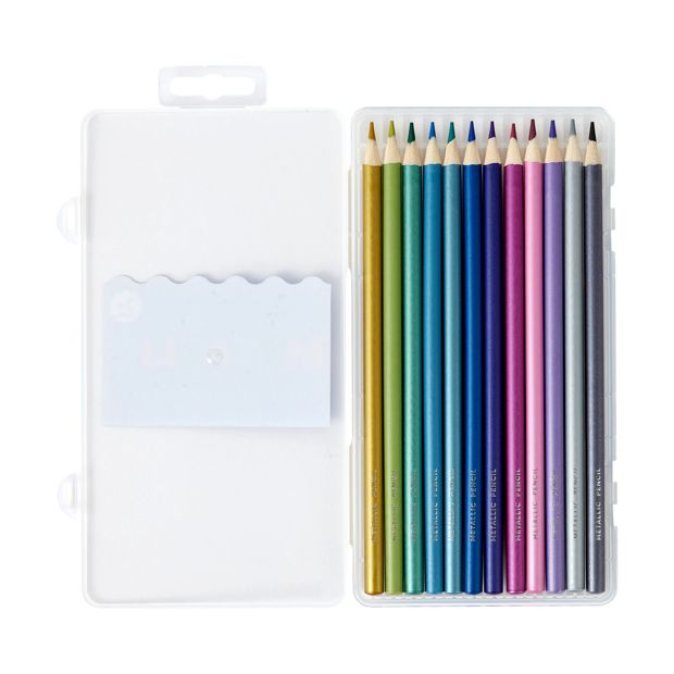 12 Pack Metallic Coloured Pencils - Anko
