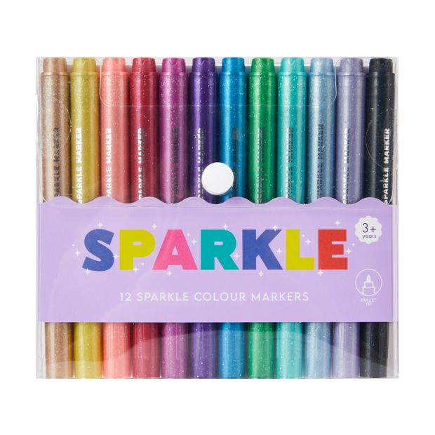 12 Pack Sparkle Colour Markers