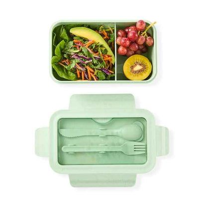 Green Wheat Straw Lunch Box with Cutlery - Anko