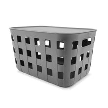 18L Rectangle Trellis Basket with Lid, Charcoal - Anko