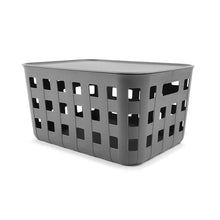 28L Rectangle Trellis Basket with Lid, Charcoal - Anko