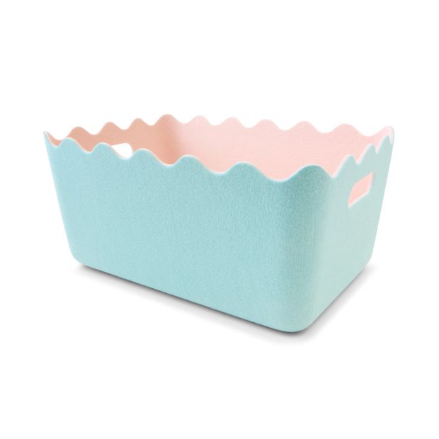 Two Tone Wave Felt Basket, Blue - Anko