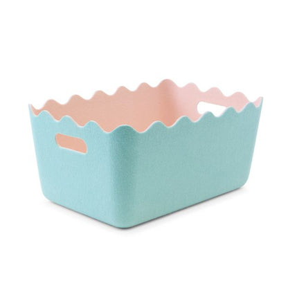 Two Tone Wave Felt Basket, Blue - Anko