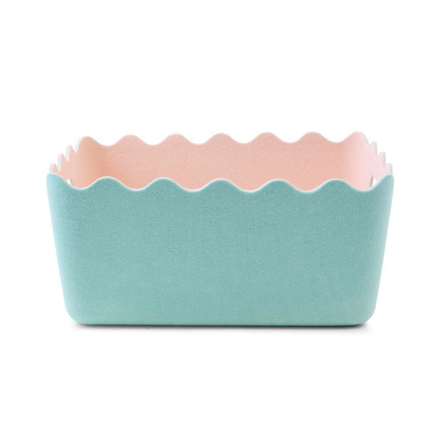 Two Tone Wave Felt Basket, Blue - Anko