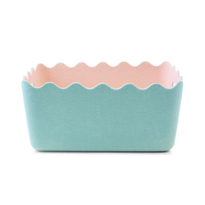 Two Tone Wave Felt Basket, Blue - Anko