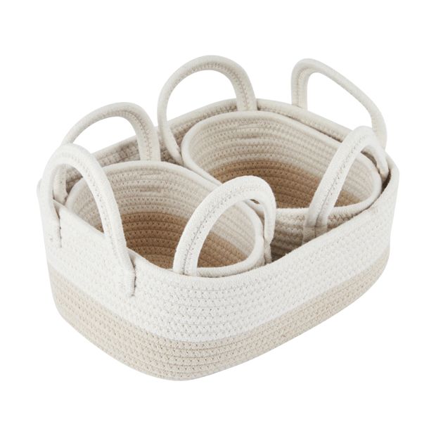 3 Pack Nestled Storage Baskets, Beige - Anko