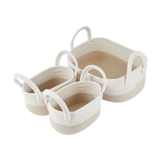 3 Pack Nestled Storage Baskets, Beige - Anko